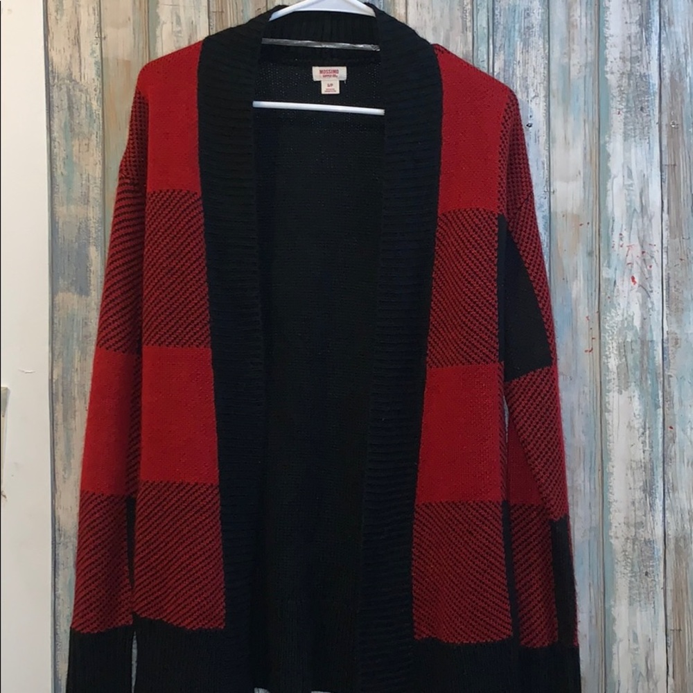 Black and red cardigan
